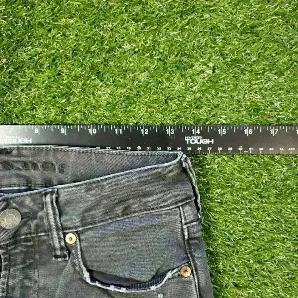 American Eagle Jeans Mens 28X28 Black Distressed Skinny Airflex+ Stretch 4445 - Picture 11 of 11